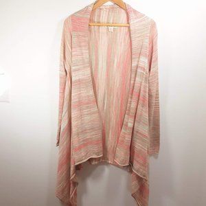 Dakini Pink Gray Knit Open Cardigan Sweater